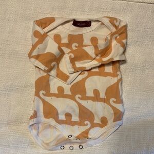 MilkBarn Orange and White Elephant Print Kids One Piece